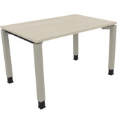Schreibtisch All in One, manuell höhenverstellbar, 68-82cm (H), 120x80cm (BxT), rechteckig, akazie hell / silberaluminium