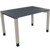 Schreibtisch All in One, manuell höhenverstellbar, 68-82cm (H), 120x80cm (BxT), rechteckig, lavagrau / silberaluminium