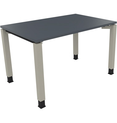 Schreibtisch All in One, manuell höhenverstellbar, 68-82cm (H), 120x80cm (BxT), rechteckig, lavagrau / silberaluminium