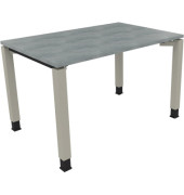 Schreibtisch All in One, manuell höhenverstellbar, 68-82cm (H), 120x80cm (BxT), rechteckig, beton hell / silberaluminium