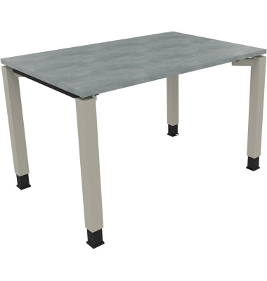 Schreibtisch All in One, manuell höhenverstellbar, 68-82cm (H), 120x80cm (BxT), rechteckig, beton hell / silberaluminium