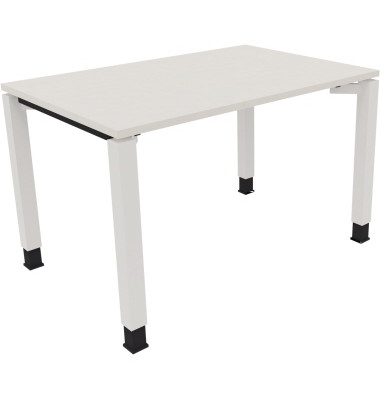 Schreibtisch All in One, manuell höhenverstellbar, 68-82cm (H), 120x80cm (BxT), rechteckig, weiß / weiß
