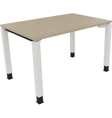 Schreibtisch All in One, manuell höhenverstellbar, 68-82cm (H), 120x80cm (BxT), rechteckig, eiche natur / weiß