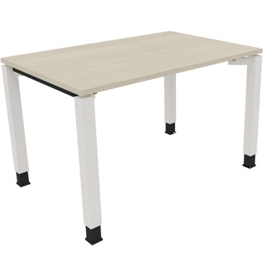 Schreibtisch All in One, manuell höhenverstellbar, 68-82cm (H), 120x80cm (BxT), rechteckig, akazie hell / weiß