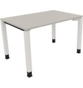 Schreibtisch All in One, manuell höhenverstellbar, 68-82cm (H), 120x80cm (BxT), rechteckig, lichtgrau / weiß