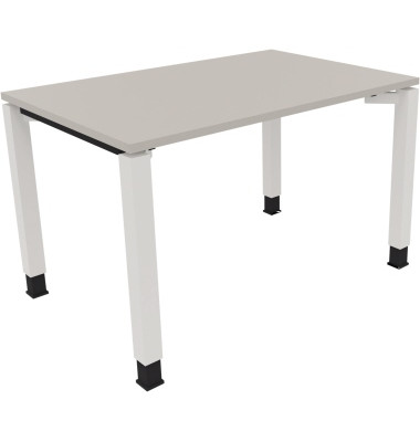 Schreibtisch All in One, manuell h&ouml;henverstellbar, 68-82cm (H), 120x80cm (BxT), rechteckig, lichtgrau / wei&szlig;