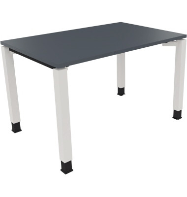 Schreibtisch All in One, manuell höhenverstellbar, 68-82cm (H), 120x80cm (BxT), rechteckig, lavagrau / weiß