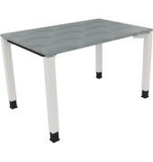 Schreibtisch All in One, manuell höhenverstellbar, 68-82cm (H), 120x80cm (BxT), rechteckig, beton hell / weiß