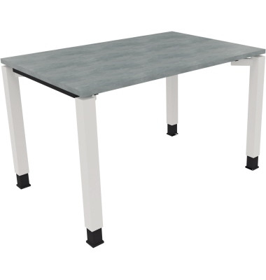 Schreibtisch All in One, manuell höhenverstellbar, 68-82cm (H), 120x80cm (BxT), rechteckig, beton hell / weiß