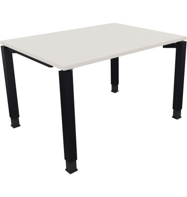 Schreibtisch All in One, manuell h&ouml;henverstellbar, 68-82cm (H), 120x90cm (BxT), rechteckig, wei&szlig; / anthrazit metallic