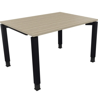 Schreibtisch All in One, manuell höhenverstellbar, 68-82cm (H), 120x90cm (BxT), rechteckig, eiche natur / anthrazit metallic