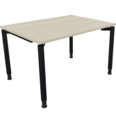 Schreibtisch All in One, manuell höhenverstellbar, 68-82cm (H), 120x90cm (BxT), rechteckig, akazie hell / anthrazit metallic