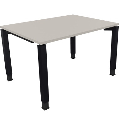 Schreibtisch All in One, manuell h&ouml;henverstellbar, 68-82cm (H), 120x90cm (BxT), rechteckig, lichtgrau / anthrazit metallic