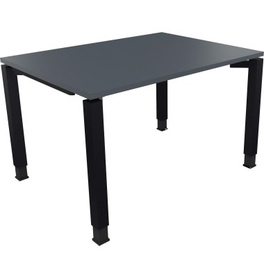 Schreibtisch All in One, manuell höhenverstellbar, 68-82cm (H), 120x90cm (BxT), rechteckig, lavagrau / anthrazit metallic