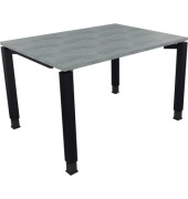 Schreibtisch All in One, manuell höhenverstellbar, 68-82cm (H), 120x90cm (BxT), rechteckig, beton hell / anthrazit metallic
