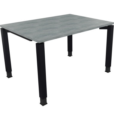 Schreibtisch All in One, manuell höhenverstellbar, 68-82cm (H), 120x90cm (BxT), rechteckig, beton hell / anthrazit metallic