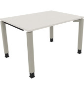 Schreibtisch All in One, manuell höhenverstellbar, 68-82cm (H), 120x90cm (BxT), rechteckig, weiß / silberaluminium