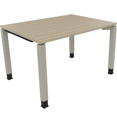 Schreibtisch All in One, manuell höhenverstellbar, 68-82cm (H), 120x90cm (BxT), rechteckig, eiche natur / silberaluminium
