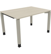 Schreibtisch All in One, manuell höhenverstellbar, 68-82cm (H), 120x90cm (BxT), rechteckig, akazie hell / silberaluminium