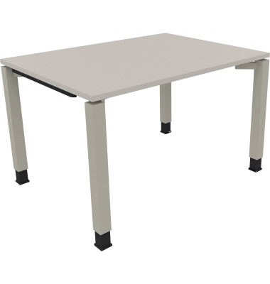Schreibtisch All in One, manuell höhenverstellbar, 68-82cm (H), 120x90cm (BxT), rechteckig, lichtgrau / silberaluminium Schreibtisch All in One, manuell höhenverstellbar, 68-82cm (H), 120x90cm (BxT), rechteckig, lichtgrau / silberaluminium