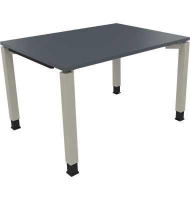 Schreibtisch All in One, manuell höhenverstellbar, 68-82cm (H), 120x90cm (BxT), rechteckig, lavagrau / silberaluminium