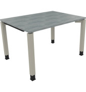 Schreibtisch All in One, manuell h&ouml;henverstellbar, 68-82cm (H), 120x90cm (BxT), rechteckig, beton hell / silberaluminium