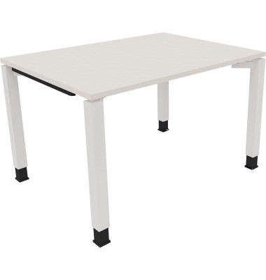 Schreibtisch All in One, manuell höhenverstellbar, 68-82cm (H), 120x90cm (BxT), rechteckig, weiß / weiß