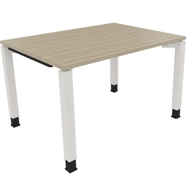 Schreibtisch All in One, manuell h&ouml;henverstellbar, 68-82cm (H), 120x90cm (BxT), rechteckig, eiche natur / wei&szlig;