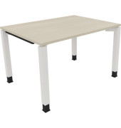 Schreibtisch All in One, manuell h&ouml;henverstellbar, 68-82cm (H), 120x90cm (BxT), rechteckig, akazie hell / wei&szlig;