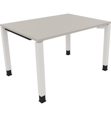 Schreibtisch All in One, manuell h&ouml;henverstellbar, 68-82cm (H), 120x90cm (BxT), rechteckig, lichtgrau / wei&szlig;