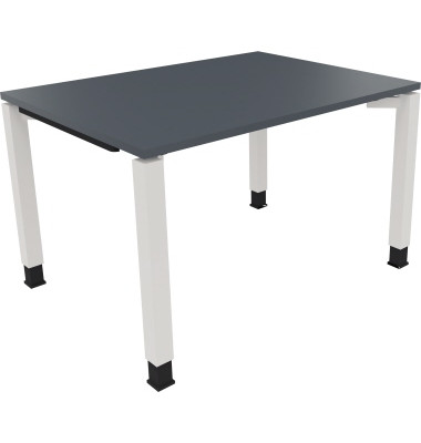 Schreibtisch All in One, manuell höhenverstellbar, 68-82cm (H), 120x90cm (BxT), rechteckig, lavagrau / weiß