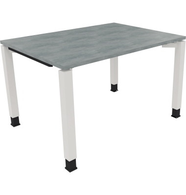Schreibtisch All in One, manuell höhenverstellbar, 68-82cm (H), 120x90cm (BxT), rechteckig, beton hell / weiß
