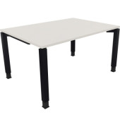 Schreibtisch All in One, manuell höhenverstellbar, 68-82cm (H), 140x100cm (BxT), rechteckig, weiß / anthrazit metallic