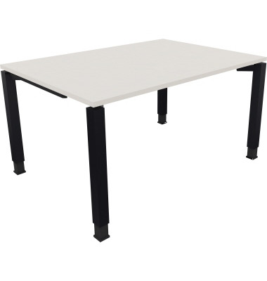 Schreibtisch All in One, manuell höhenverstellbar, 68-82cm (H), 140x100cm (BxT), rechteckig, weiß / anthrazit metallic