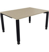 Schreibtisch All in One, manuell h&ouml;henverstellbar, 68-82cm (H), 140x100cm (BxT), rechteckig, eiche natur / anthrazit metallic