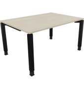 Schreibtisch All in One, manuell h&ouml;henverstellbar, 68-82cm (H), 140x100cm (BxT), rechteckig, akazie hell / anthrazit metallic