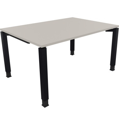 Schreibtisch All in One, manuell höhenverstellbar, 68-82cm (H), 140x100cm (BxT), rechteckig, lichtgrau / anthrazit metallic