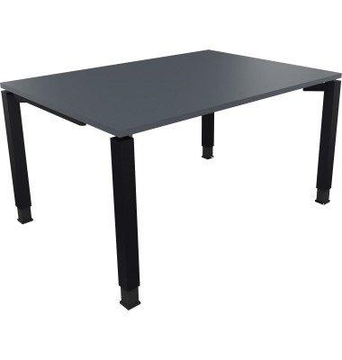 Schreibtisch All in One, manuell höhenverstellbar, 68-82cm (H), 140x100cm (BxT), rechteckig, lavagrau / anthrazit metallic