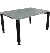 Schreibtisch All in One, manuell höhenverstellbar, 68-82cm (H), 140x100cm (BxT), rechteckig, beton hell / anthrazit metallic