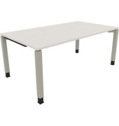 Schreibtisch All in One, manuell höhenverstellbar, 68-82cm (H), 140x100cm (BxT), rechteckig, weiß / silberaluminium