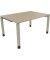 Schreibtisch All in One, manuell höhenverstellbar, 68-82cm (H), 140x100cm (BxT), rechteckig, eiche natur / silberaluminium