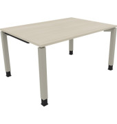 Schreibtisch All in One, manuell h&ouml;henverstellbar, 68-82cm (H), 140x100cm (BxT), rechteckig, akazie hell / silberaluminium