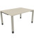 Schreibtisch All in One, manuell höhenverstellbar, 68-82cm (H), 140x100cm (BxT), rechteckig, akazie hell / silberaluminium