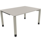 Schreibtisch All in One, manuell höhenverstellbar, 68-82cm (H), 140x100cm (BxT), rechteckig, lichtgrau / silberaluminium