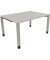 Schreibtisch All in One, manuell höhenverstellbar, 68-82cm (H), 140x100cm (BxT), rechteckig, lichtgrau / silberaluminium