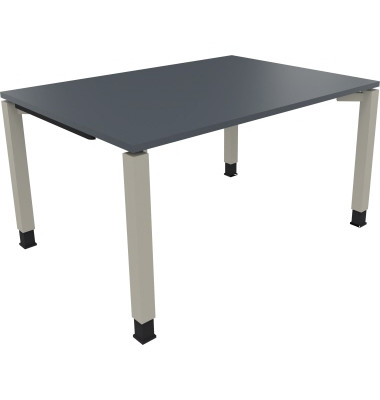 Schreibtisch All in One, manuell höhenverstellbar, 68-82cm (H), 140x100cm (BxT), rechteckig, lavagrau / silberaluminium