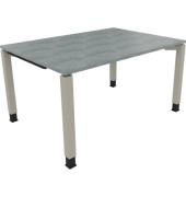 Schreibtisch All in One, manuell h&ouml;henverstellbar, 68-82cm (H), 140x100cm (BxT), rechteckig, beton hell / silberaluminium