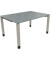 Schreibtisch All in One, manuell höhenverstellbar, 68-82cm (H), 140x100cm (BxT), rechteckig, beton hell / silberaluminium