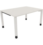 Schreibtisch All in One, manuell höhenverstellbar, 68-82cm (H), 140x100cm (BxT), rechteckig, weiß / weiß