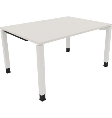 Schreibtisch All in One, manuell höhenverstellbar, 68-82cm (H), 140x100cm (BxT), rechteckig, weiß / weiß